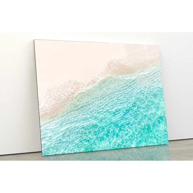 White Sand Beach with Wave  Acrylic Glass Print Tempered Glass Wall Art 100% Made in Australia Ready to Hang
